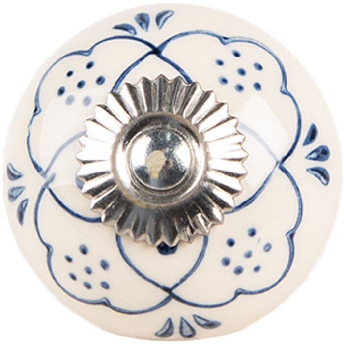 Clayre & Eef 66270 Pomó de puerta Ø 4x3 cm beige-azul Estilo Campestre