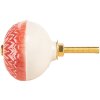 Pomo de puerta Clayre & Eef 66273 rojo-beige Ø 4x3 cm