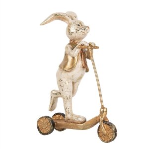 Decoración Conejo Clayre & Eef 6PR5144 13x6x17 cm Blanco Dorado