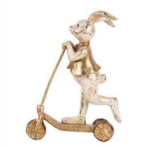 Decoración Conejo Clayre & Eef 6PR5144 13x6x17 cm Blanco Dorado