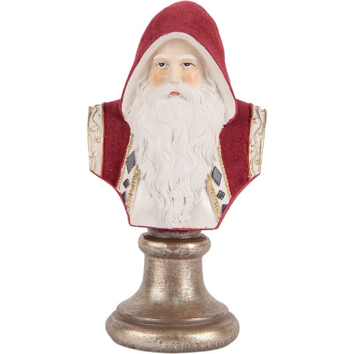 Busto decorativo de Papá Noel Clayre & Eef 6PR5538 10x9x19 cm Rojo y Blanco