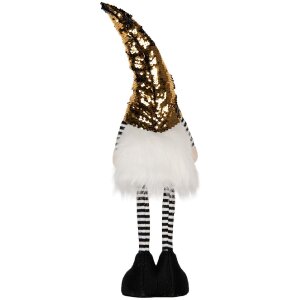 Clayre & Eef 66327 Decoración Gnomo con LED dorado 8x12x56 cm