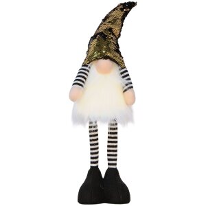 Clayre & Eef 66327 Decoración Gnomo con LED dorado 8x12x56 cm