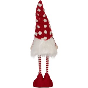 Clayre & Eef 66328 Decoración Gnomo con LED Rojo y Blanco 8x12x56 cm