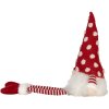 Clayre & Eef 66329 Decoración Gnomo con LED 16x12x32/60 cm Rojo Blanco