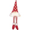 Clayre & Eef 66329 Decoración Gnomo con LED 16x12x32/60 cm Rojo Blanco