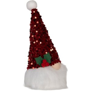 Clayre & Eef 66330 Decoración Gnomo con LED 10x10x25 cm / 3xAA
