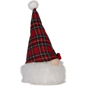 Clayre & Eef 66332 Decoración Gnomo con LED Rojo-Blanco 10x10x25 cm
