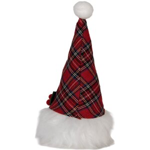 Clayre & Eef 66332 Decoración Gnomo con LED Rojo-Blanco 10x10x25 cm