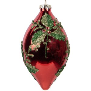 Clayre & Eef 6GL5108 Adorno de Navidad Ø 8x15 cm Rojo Verde Cristal