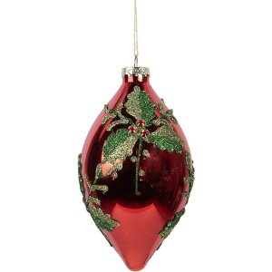 Clayre & Eef 6GL5108 Adorno de Navidad Ø 8x15 cm Rojo Verde Cristal