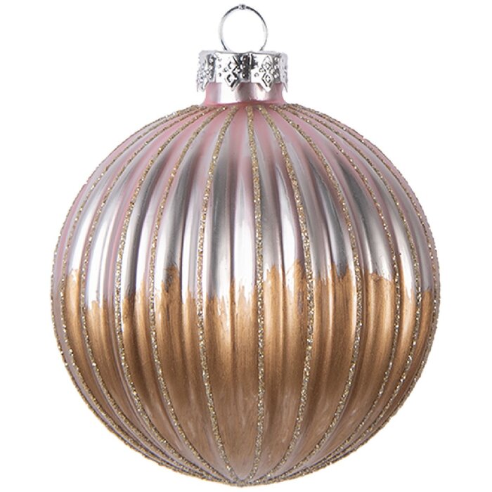Adorno de Navidad Clayre & Eef 6GL5112 Ø 8x8 cm Marrón y Rosa
