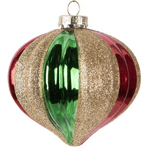 Clayre & Eef 6GL5117 Adorno de Navidad Ø 10x10 cm Verde Rojo