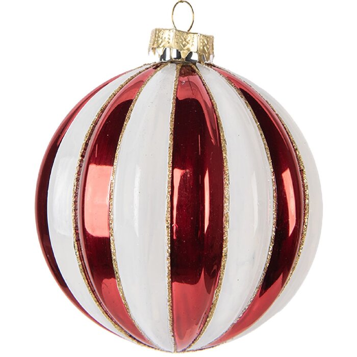 Adorno navideño Clayre & Eef 6GL5118 Ø 10x11 cm Rojo y Blanco