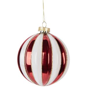 Adorno navideño Clayre & Eef 6GL5118 Ø 10x11 cm Rojo y Blanco