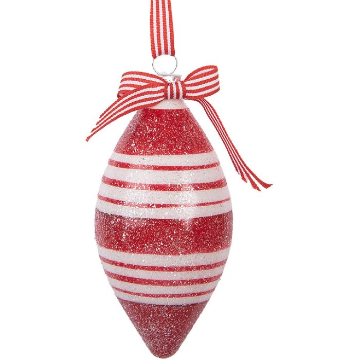 Adorno de Navidad Clayre & Eef 6GL5181 Rojo y Blanco Ø 6x13 cm