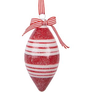 Adorno de Navidad Clayre & Eef 6GL5181 Rojo y Blanco Ø 6x13 cm