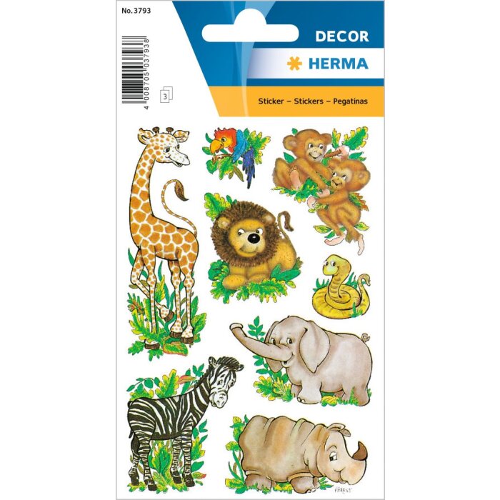 HERMA DECOR pegatinas animales de la jungla 3 hojas