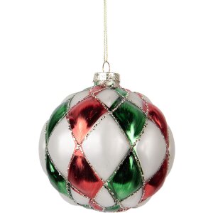 Adorno de Navidad Clayre & Eef 6GL5186 Ø 10x10 cm Blanco y Rojo