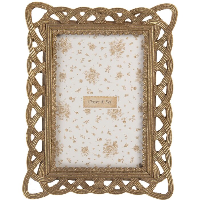 Marco de fotos Clayre & Eef 2F1350S 16x3x20 cm / 10x15 cm dorado
