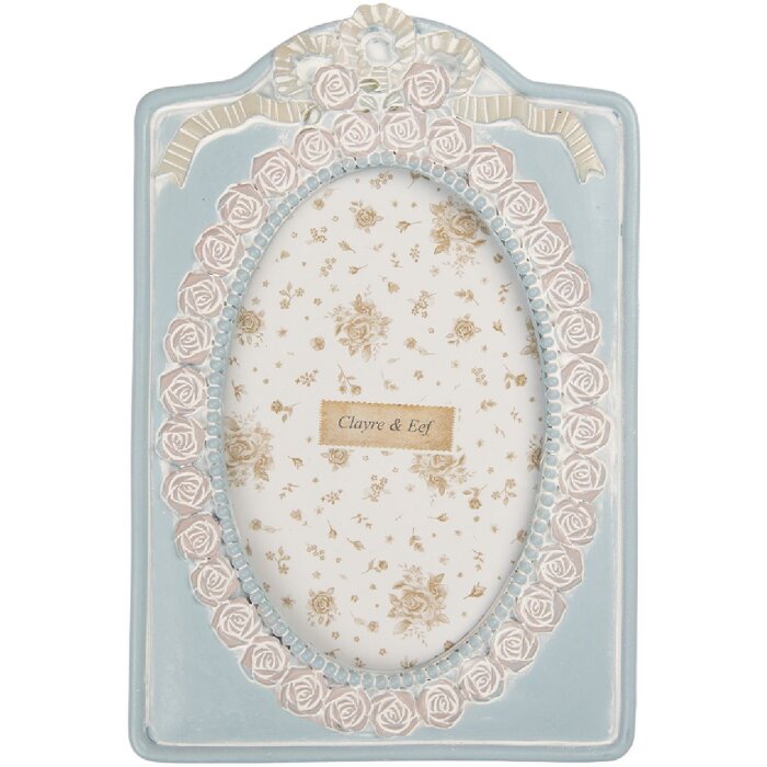 Clayre & Eef 2F1358 Marco de fotos 14x2x21 cm / 10x15 cm Azul-Beige
