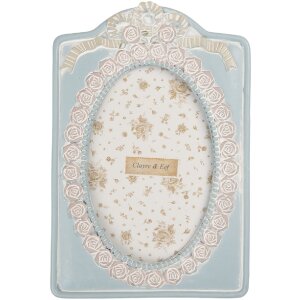 Clayre & Eef 2F1358 Marco de fotos 14x2x21 cm / 10x15 cm Azul-Beige