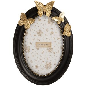 Clayre & Eef 2F1359S Marco de Fotos 14x2x19 cm 10x15 cm Negro Dorado