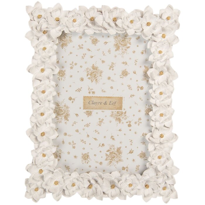 Marco de Fotos Clayre & Eef 2F1360M 18x2x23 cm Blanco Dorado 13x18 cm