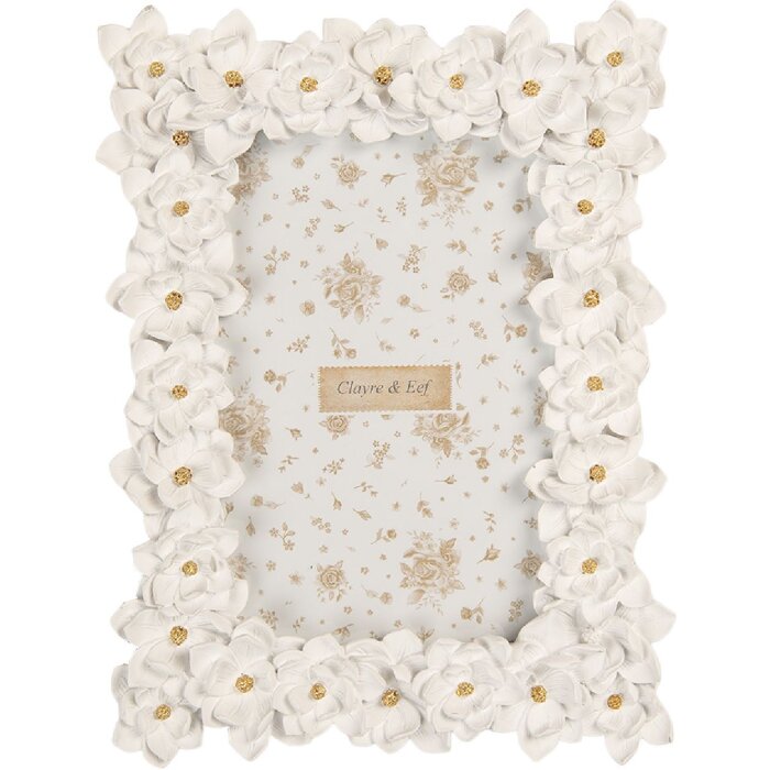 Marco de fotos Clayre & Eef 2F1360S 15x2x21 cm 10x15 cm Blanco Dorado