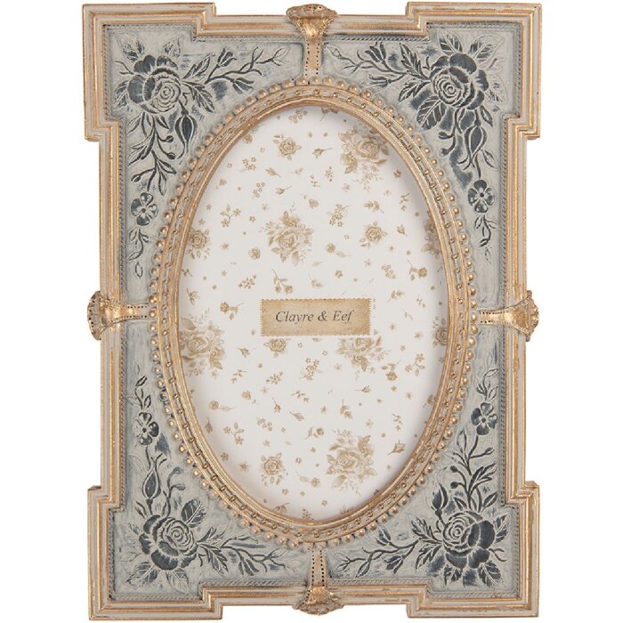 Marco de Fotos Clayre & Eef 2F1365S 15x2x21 cm / 10x15 cm Azul Dorado