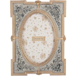 Marco de Fotos Clayre & Eef 2F1365S 15x2x21 cm / 10x15 cm Azul Dorado