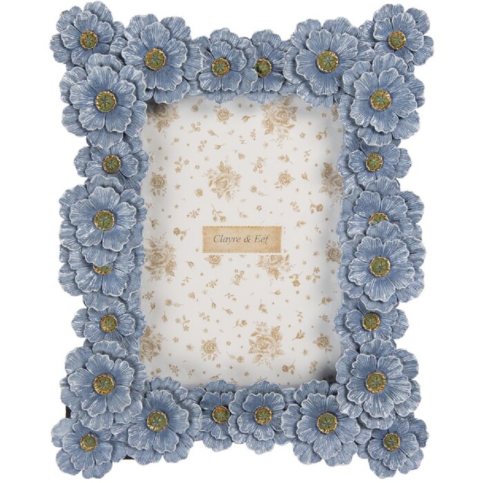 Marco de fotos Clayre & Eef 2F1366M 22x3x27 cm / 13x18 cm Azul-Verde