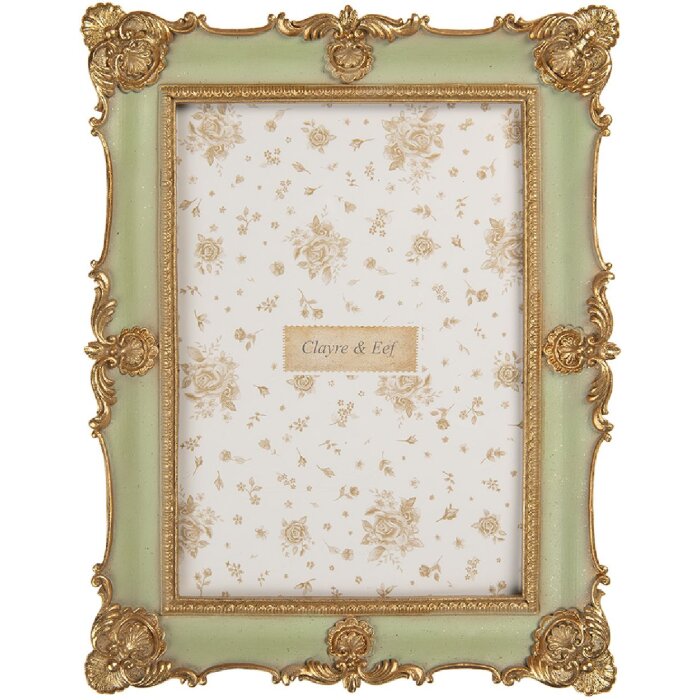 Clayre & Eef 2F1354M Marco de Fotos 18x2x23 cm / 13x18 cm Verde Dorado