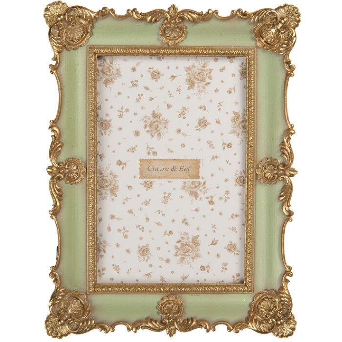 Clayre & Eef 2F1354S Marco de fotos 15x2x21 cm / 10x15 cm Verde Dorado