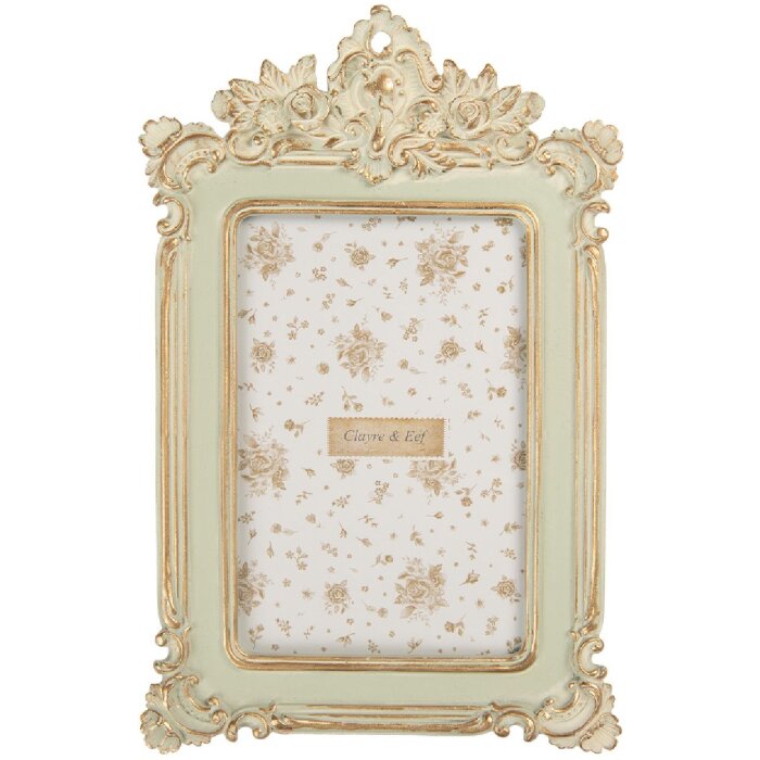 Clayre & Eef 2F1361S Marco de Fotos 15x2x24 cm / 10x15 cm Verde Dorado