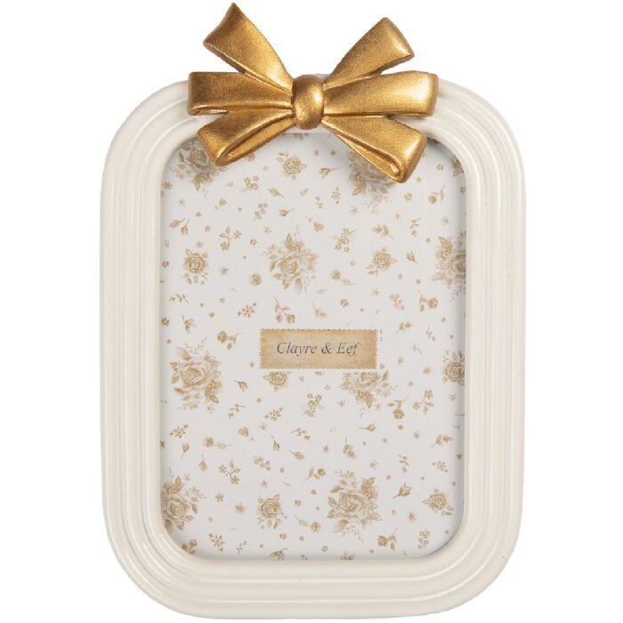 Marco de fotos Clayre & Eef 2F1377 17x2x24 cm Blanco Dorado 13x18 cm