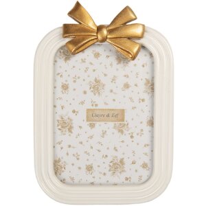Marco de fotos Clayre & Eef 2F1377 17x2x24 cm Blanco Dorado 13x18 cm