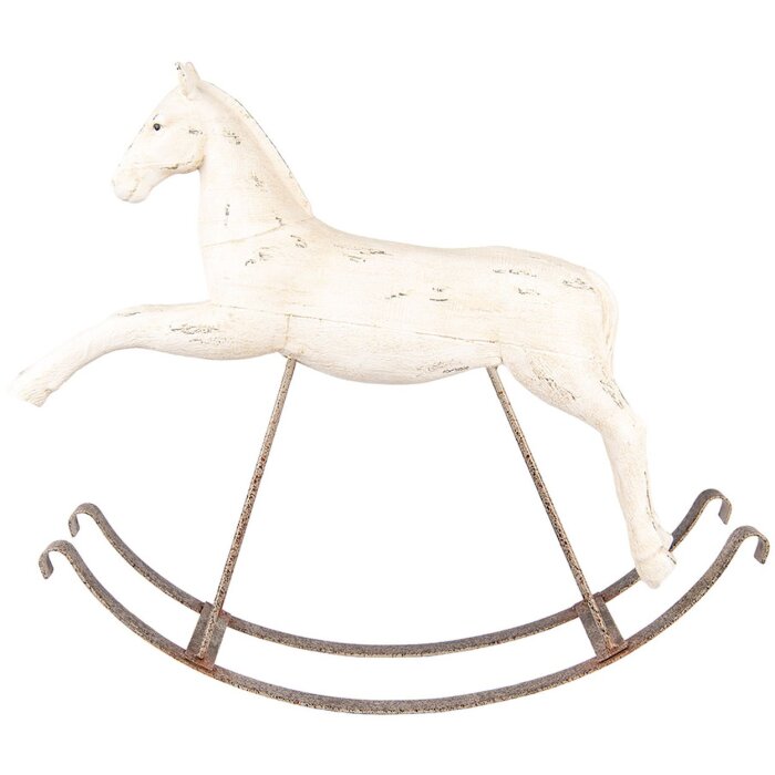 Caballo Balancín Decoración Clayre & Eef 5PR0176 61x15x51 cm Blanco