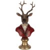 Busto decorativo de reno Clayre & Eef 6PR5518 10x9x19 cm Marrón y Rojo
