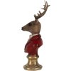 Busto decorativo de reno Clayre & Eef 6PR5518 10x9x19 cm Marrón y Rojo