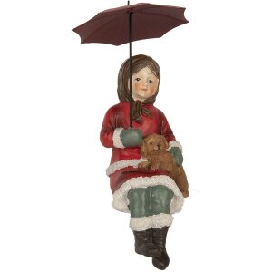 Decoración Niño con Perro Clayre & Eef 6PR5523 10x7x19 cm Rojo Marrón