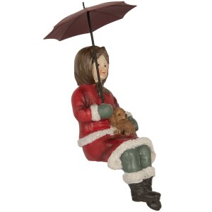 Decoración Niño con Perro Clayre & Eef 6PR5523 10x7x19 cm Rojo Marrón