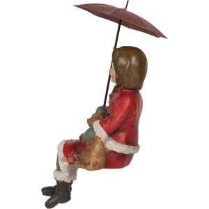 Decoración Niño con Perro Clayre & Eef 6PR5523 10x7x19 cm Rojo Marrón
