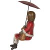 Decoración Niño con Perro Clayre & Eef 6PR5523 10x7x19 cm Rojo Marrón