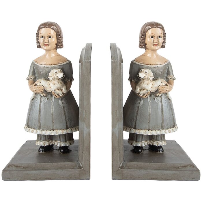 Soportes para libros Clayre & Eef 6PR5552 (2) 23x11x20 cm Gris