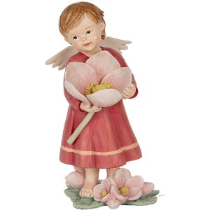 Clayre & Eef 6PR5602 Decoración Ángel 7x6x12 cm Rosa Beige