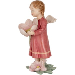 Clayre & Eef 6PR5602 Decoración Ángel 7x6x12 cm Rosa Beige