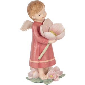 Clayre & Eef 6PR5602 Decoración Ángel 7x6x12 cm Rosa Beige