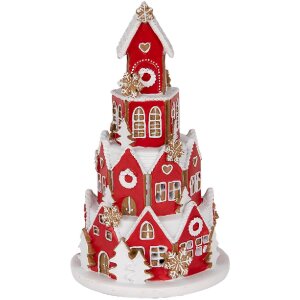 Casa Decorativa con LED Clayre & Eef 6PR5609 Ø 13x22 cm Rojo y Blanco