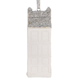 Adorno Colgante Casa Clayre & Eef 6PR5610 4x4x11 cm Blanco Plateado